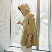 Load image into Gallery viewer, Sicilian men&#39;s summer hooded short-sleeved shirt male Korean version of the trend loose half-sleeved men&#39;s five-point sleeve shirt
