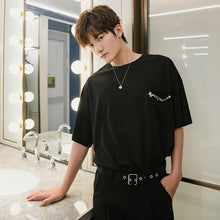 Load image into Gallery viewer, Sicilian men&#39;s spring men&#39;s Korean short-sleeved men&#39;s trendy brand trend loose five-point sleeve pocket white t-shirt men
