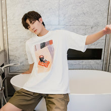 Load image into Gallery viewer, Sicilian men&#39;s summer Korean short-sleeved men&#39;s tide brand trend men&#39;s loose white five-point sleeve printed t-shirt
