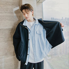 Load image into Gallery viewer, Sicilian men&#39;s autumn Harajuku style stitching fake two-piece jacket male Korean style trend loose boys thin jacket
