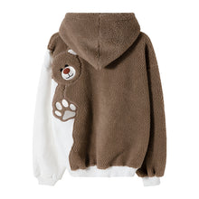 Load image into Gallery viewer, Sicilian men&#39;s winter new lamb velvet hooded sweater design on the back, cute bear hit color shirt for men

