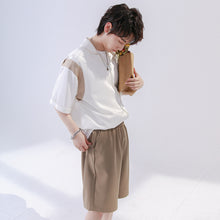 Load image into Gallery viewer, Sicilian men&#39;s color contrast short-sleeved shirt men&#39;s summer thin loose loose casual men&#39;s outer wear non-iron striped shirt
