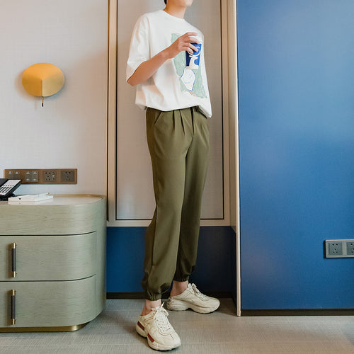 Sicilian Men's Thin Section Men's Casual Pants Men's Korean Style Trend Nine Points Loose Straight Legs