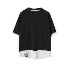 Load image into Gallery viewer, Sicilian men&#39;s clothing Hong Kong style half-sleeved men&#39;s tide brand trend loose men&#39;s stitching fake two black short-sleeved t-shirts
