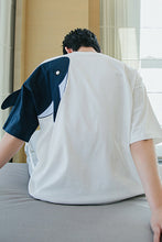 Load image into Gallery viewer, Sicilian men&#39;s spring new splicing round neck short-sleeved T-shirt cartoon whale print trend loose top men
