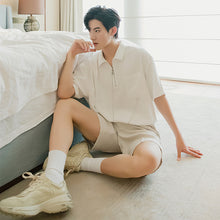 Load image into Gallery viewer, Sicilian men&#39;s summer thin white short-sleeved shirt male Korean version of the trend loose men&#39;s white shirt
