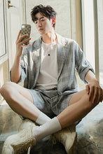 Load image into Gallery viewer, Sicilian men&#39;s spring Korean plaid suit jacket shorts two-piece suit men&#39;s casual suit suit men

