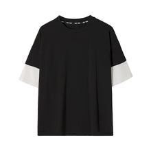 Load image into Gallery viewer, 【Limited Time Special】Black half-sleeved men&#39;s trend loose five-point sleeve men&#39;s color matching stitching short-sleeved t-shirt
