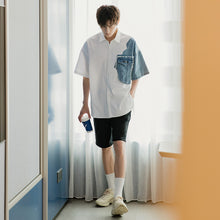 Load image into Gallery viewer, Sicilian men&#39;s summer white design short-sleeved shirt male Korean version of the trend of loose men&#39;s high-end shirt
