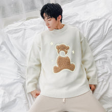 Load image into Gallery viewer, Sicilian men&#39;s youth winter new pullover sweater men&#39;s flocking cute bear casual crew neck sweater
