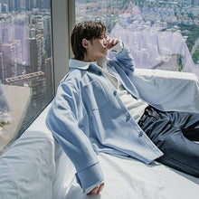 Load image into Gallery viewer, Sicilian men&#39;s deerskin velvet jacket men&#39;s Korean version of the trend of all-match men&#39;s casual blue lapel jacket

