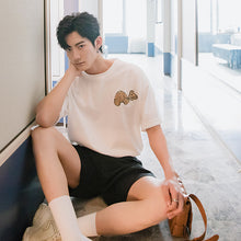 Load image into Gallery viewer, Sicilian men&#39;s clothing Hong Kong style half-sleeved men&#39;s tide brand trend loose five-point sleeve men&#39;s embroidery white short-sleeved t-shirt
