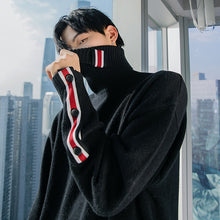 Load image into Gallery viewer, Sicilian men&#39;s winter new turtleneck sweater contrast stitching Korean handsome loose thick men&#39;s sweater
