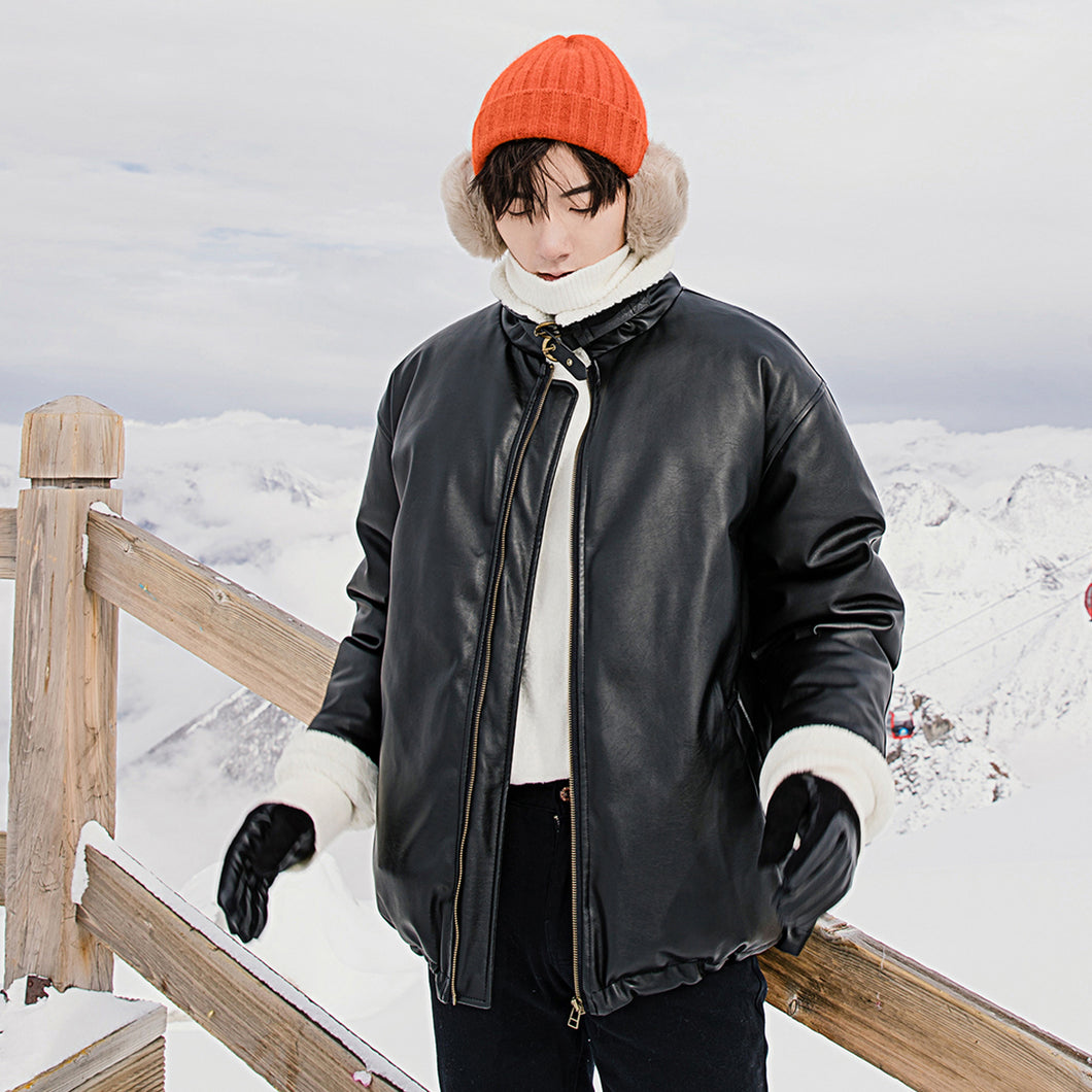 Sicilian men's clothing fast delivery ~ lamb wool loose thick leather jacket male Korean version