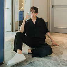 Load image into Gallery viewer, Sicilian men&#39;s summer Cuban collar short-sleeved white shirt male Korean version of the trend handsome loose men&#39;s white shirt
