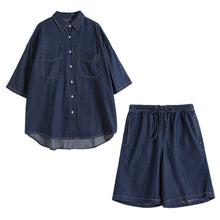 Load image into Gallery viewer, Sicilian Men&#39;s Thin Denim Shirt Men&#39;s Short Sleeve Loose Shorts Men&#39;s Youth Handsome Summer Casual Suit
