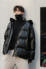 Load image into Gallery viewer, Sicilian men&#39;s loose youth hooded leather jacket Korean version of the trend of men&#39;s pu leather jacket men&#39;s winter
