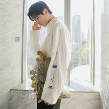 Load image into Gallery viewer, Sicilian men&#39;s spring clothes new men&#39;s Korean version of the trendy white shirt zipper embroidery loose casual handsome long sleeves
