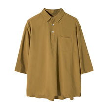 Load image into Gallery viewer, Sicilian men&#39;s summer three-quarter sleeve cotton and linen shirt men&#39;s Korean style trendy handsome loose men&#39;s short-sleeved shirt

