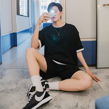 Load image into Gallery viewer, Sicilian men&#39;s summer thin knit short-sleeved t-shirt shorts two-piece men&#39;s loose casual suit men
