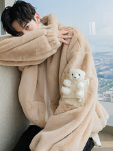 Load image into Gallery viewer, Sicilian men&#39;s winter new men&#39;s rabbit velvet stand-collar cotton-padded jacket design sense cute bear loose warm jacket
