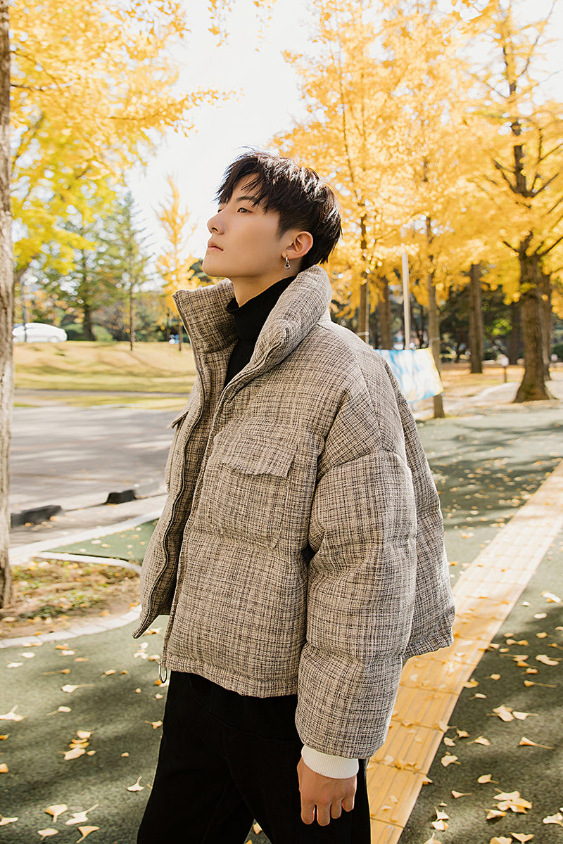 【Spot quick delivery】Bread clothes men's loose thickened stand-up collar jacket men's Korean style trend
