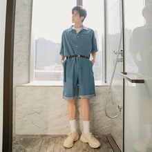 Load image into Gallery viewer, Sicilian men&#39;s summer thin section casual five-point pants male Korean men&#39;s denim jumpsuit loose shorts
