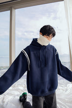 Load image into Gallery viewer, Sicilian men&#39;s winter new lazy wind hit color stitching long-sleeved loose casual sports men&#39;s hooded sweater

