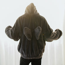 Load image into Gallery viewer, Sicilian men&#39;s winter new rabbit fur hooded sweater back design sense wings loose thick warm top

