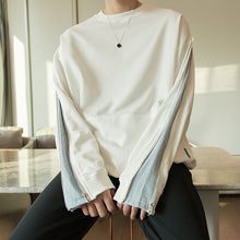 Load image into Gallery viewer, Sicilian men&#39;s spring Korean white men&#39;s shirt loose stitching fake two-piece round neck sweater men&#39;s trend
