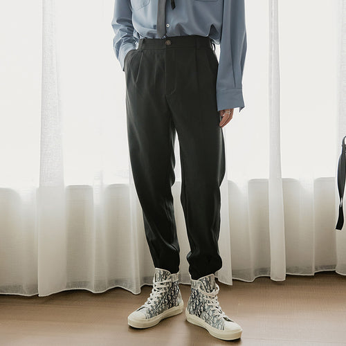 Sicilian men's autumn men's casual pants men's Korean version of the trend of nine points loose straight black trousers