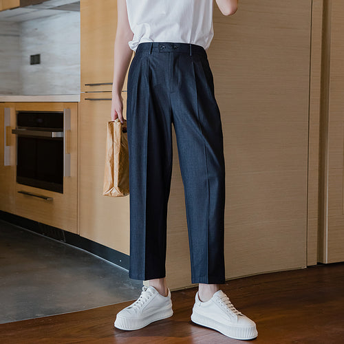 Sicilian men's casual suit pants male Korean version of the trend of boys black trousers loose straight suit pants