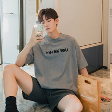 Load image into Gallery viewer, Sicilian men&#39;s clothing Hong Kong style short-sleeved men&#39;s tide brand trend loose men&#39;s five-point sleeve letter embroidery white t-shirt
