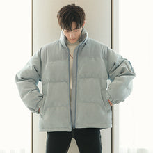 Load image into Gallery viewer, 【Spot quick delivery】Men&#39;s deerskin velvet stitching loose thickened stand-up collar cotton jacket men&#39;s winter
