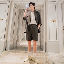 Load image into Gallery viewer, Sicilian men&#39;s summer thin short-sleeved suit jacket male Korean style trend loose men&#39;s three-quarter sleeve suit
