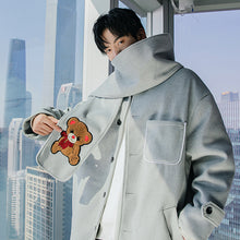 Load image into Gallery viewer, Sicilian men&#39;s winter new men&#39;s mid-length woolen coat bear scarf loose trend thick coat
