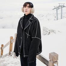 Load image into Gallery viewer, Sicilian men&#39;s Korean version of the trend of casual black jacket men&#39;s autumn and winter style loose thick woolen coat
