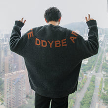 Load image into Gallery viewer, Sicilian men&#39;s new color contrast letter pullover long-sleeved cute bear loose casual lazy round neck sweater
