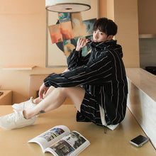 Load image into Gallery viewer, Sicilian men&#39;s summer thin striped hooded jacket shorts two-piece men&#39;s trendy sports suit men
