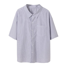 Load image into Gallery viewer, 【Limited Time Special】Half-sleeved blue and white striped shirt male Korean version of the trend of loose men&#39;s summer short-sleeved shirt
