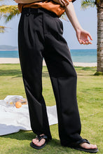 Load image into Gallery viewer, Sicilian men&#39;s black suit casual pants men&#39;s summer thin section Hong Kong style solid color drape loose straight mopping pants
