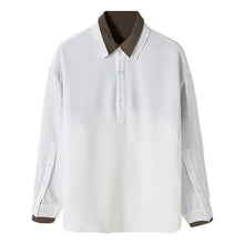 Load image into Gallery viewer, Sicilian men&#39;s autumn design sense fake two-piece long-sleeved t-shirt men&#39;s handsome white POLO shirt men&#39;s trend
