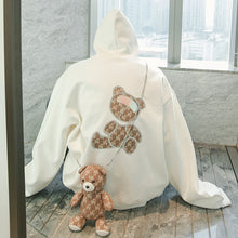 Load image into Gallery viewer, Sicilian men&#39;s clothing spring with bags trend reflective bear print all-match loose men&#39;s hooded sweater with long sleeves

