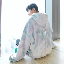Load image into Gallery viewer, Sicilian men&#39;s rainbow tie-dye design sense back wing tops men&#39;s Korean style trendy loose hooded sweater
