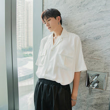 Load image into Gallery viewer, Sicilian men&#39;s summer Cuban collar short-sleeved white shirt male Korean version of the trend handsome loose men&#39;s white shirt
