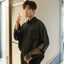 Load image into Gallery viewer, Sicilian men&#39;s spring Korean black long-sleeved shirt men&#39;s Korean version of the trend of men&#39;s loose casual shirt jacket

