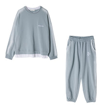 Load image into Gallery viewer, Sicilian men&#39;s autumn blue fake two-piece sweater and leggings two-piece suit men&#39;s casual sports suit men
