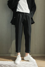 Load image into Gallery viewer, Sicilian men&#39;s black casual pants male Korean version of the trend loose straight trousers all-match nine-point suit pants

