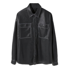 Load image into Gallery viewer, Sicilian men&#39;s autumn open-line black jacket male Korean version of the trend loose men&#39;s tide brand motorcycle leather jacket
