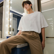 Load image into Gallery viewer, Sicilian men&#39;s spring men&#39;s Korean version with short-sleeved men&#39;s trendy brand trend five-point sleeve loose embroidered t-shirt
